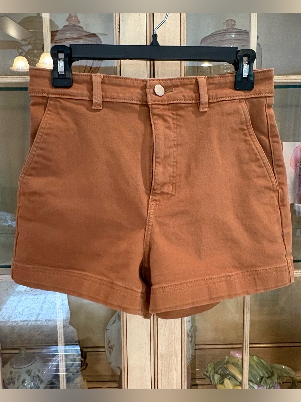 Everlane Cotton Blend High Waist Shorts in Caramel Brown Size 6